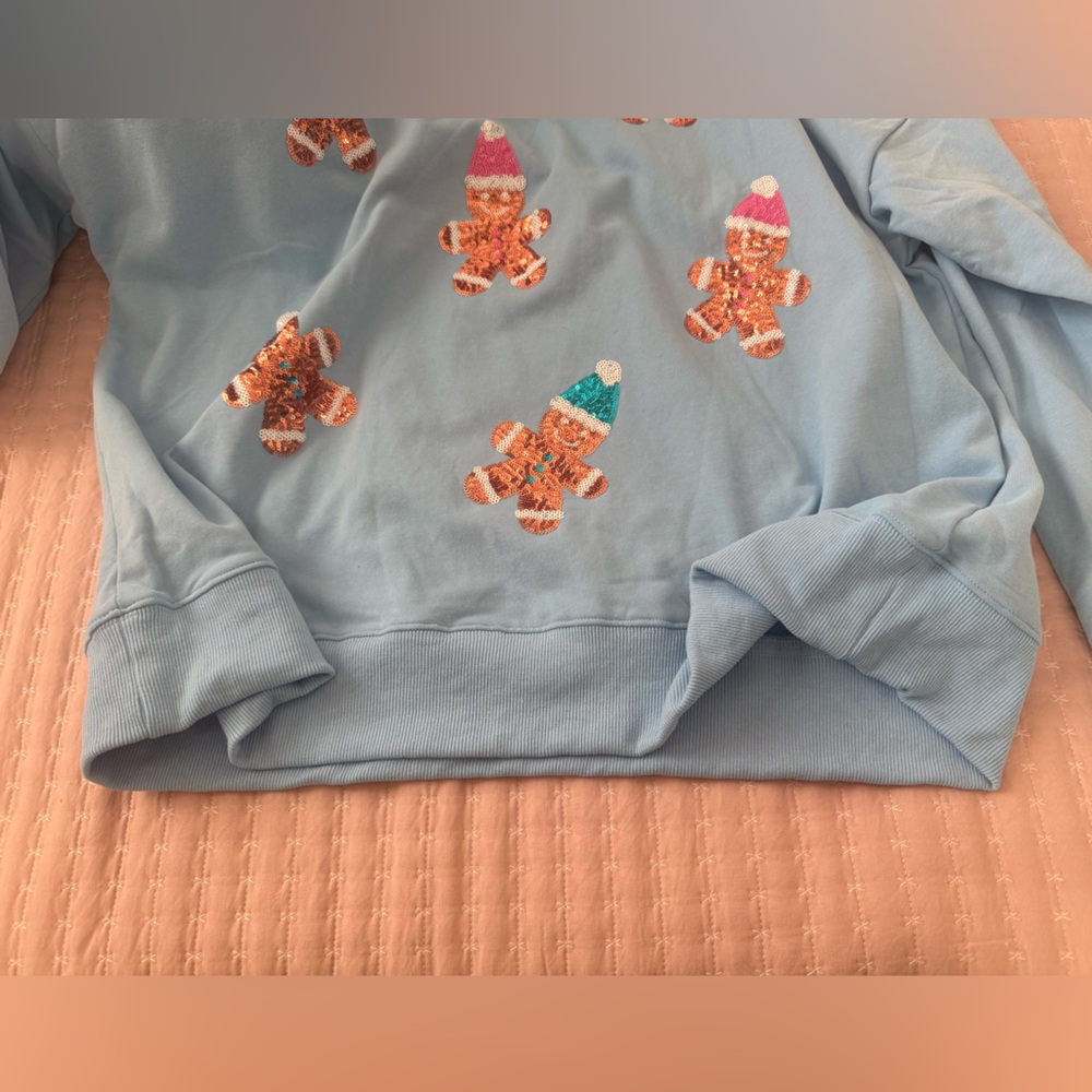 Fantastic Fawn - Light Blue Gingerbread Sweatshirt - New with Tags! - Size Large - Picture 4 of 4